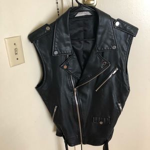 Men’s Vegan Leather Moto Vest L
